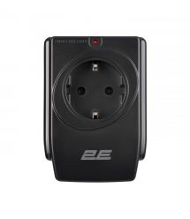 2E Мережевий адаптер 2E 1XSchuko із захистом від сплесків напруги, 2*USB-A, чорний