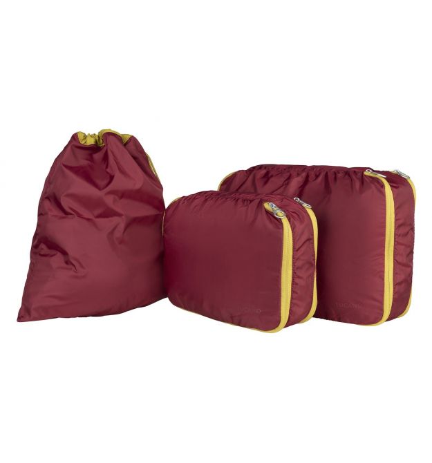 Tucano Набір чохлів для пакування одягу, Tucano Piego Travel 2+1, нейлон, бордо