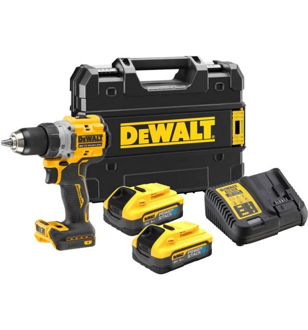 DeWALT Шурупокрут-дриль акумуляторний DeWALT XR Li-Ion PowerStack 18В 2х5А·год 90Нм 0-650·0-2000об/хв кейс ЗП 1.28кг