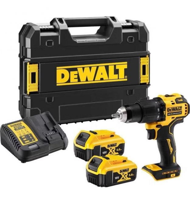 DeWALT Шурупокрут-дриль ударний акумуляторний DeWALT XR Li-Ion 18В 2х5А·год 65Нм 0-450·0-1650об/хв кейс ЗП 1.2кг