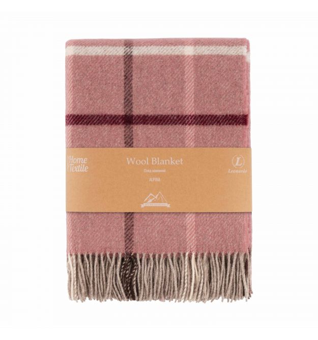 ARDESTO Плед Ardesto Leonardo Alpina, 140x200см, 100% вовна, рожевий