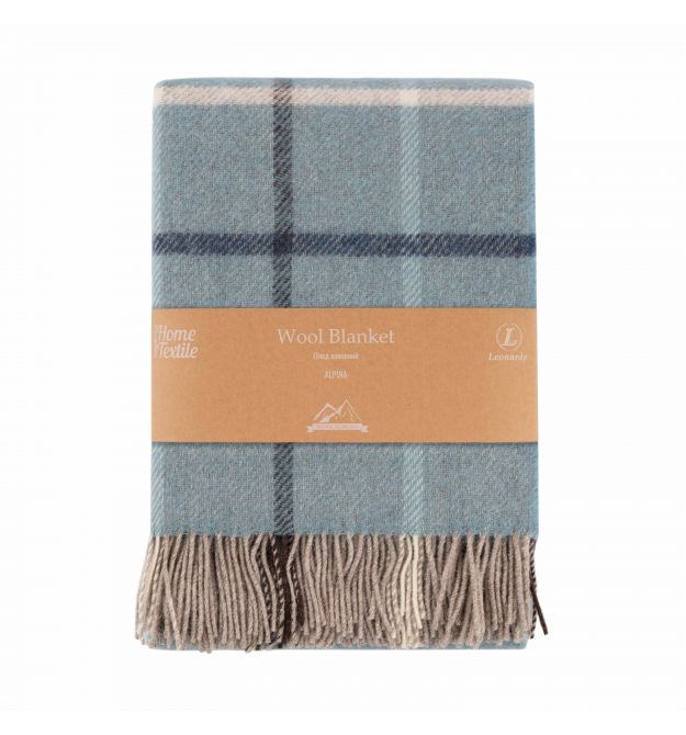 ARDESTO Плед Ardesto Leonardo Alpina, 140x200см, 100% вовна, блакитний