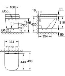 Grohe Комплект Mega Bundle унитаз с инсталляцией, раковина со смесителем и душевая система