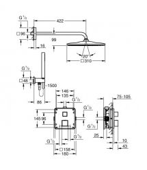 Grohe Душевая система QuickFix Precision Cube скрытого монтажа из Vitalio Rain Mono 310 Cube, хром