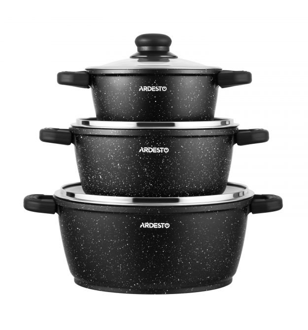 ARDESTO Набор посуды Gemini Anzio, 6 предметов, алюминий, черный