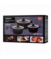 ARDESTO Набор посуды Gemini Anzio, 6 предметов, алюминий, черный