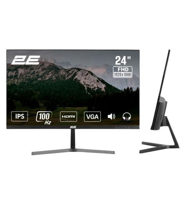 2E Монітор 2E 23.8" D2425B D-Sub, HDMI, MM, IPS, 100Hz, FreeSync