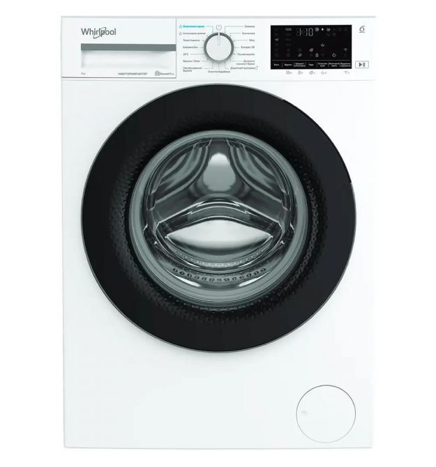 Whirlpool Стиральная машина фронтальная, 7кг, 1200, A+++, 49.6см, дисплей, пар, инвертор, люк черный, белый