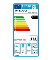 Whirlpool Стиральная машина фронтальная, 7кг, 1200, A+++, 49.6см, дисплей, пар, инвертор, люк черный, белый