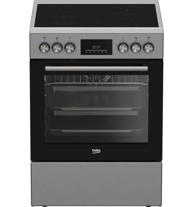 Beko Cooker Beko electrical glass-ceramic, 66L, 60x60cm, display, convection, inox