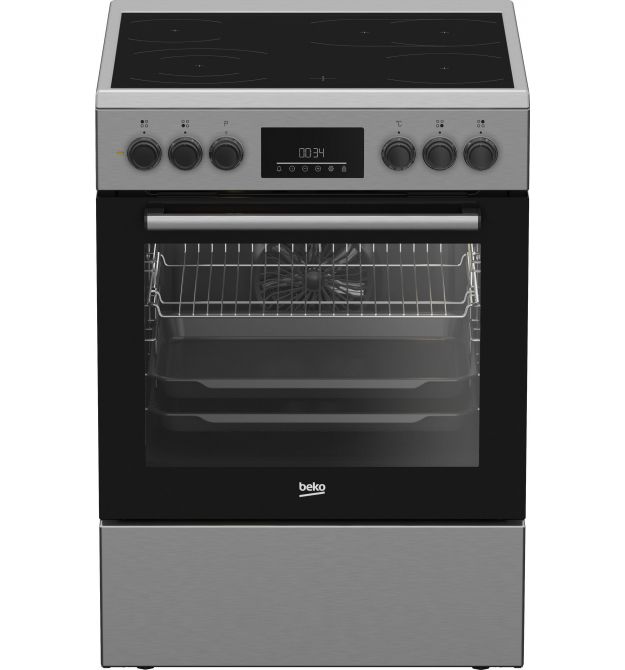 Beko Cooker Beko electrical glass-ceramic, 72L, 60x60cm, display, convection, inox