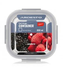 ARDESTO Контейнер для хранения пищевых продуктов Gemini 0.8л, боросиликатное стекло, пластик, квадратный, прозрачный