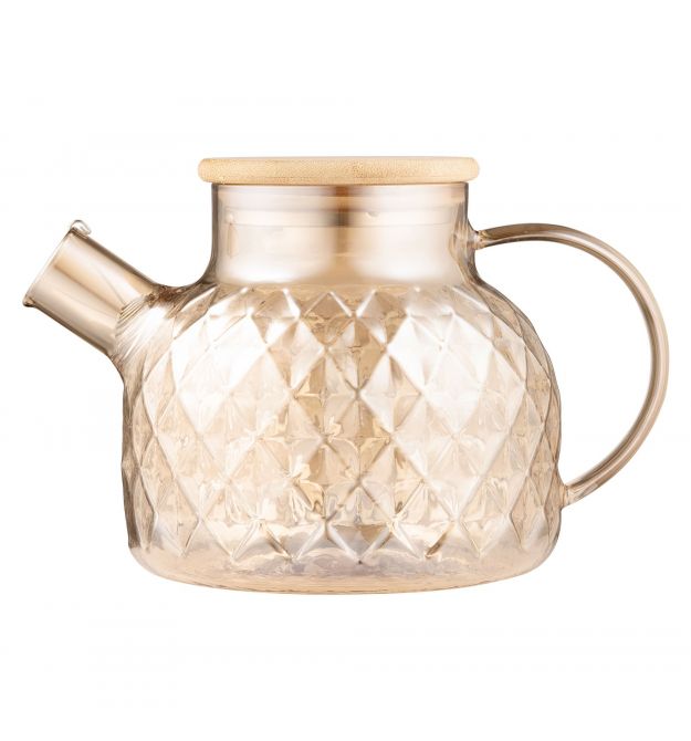 ARDESTO Заварник Golden Moon Diamond 1000мл, боросиликатное стекло, бамбук, золотистый
