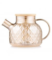 ARDESTO Заварник Golden Moon Diamond 1000мл, боросиликатное стекло, бамбук, золотистый