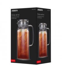 ARDESTO Кувшин с крышкой 1200мл, боросиликатное стекло, нержавеющая сталь, прозрачный
