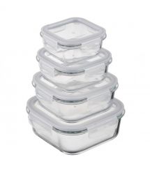 ARDESTO Контейнер для хранения пищевых продуктов Gemini 0.31л, боросиликатное стекло, пластик, квадратный, прозрачный