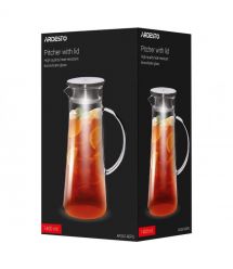 ARDESTO Кувшин с крышкой 1400мл, боросиликатное стекло, нержавеющая сталь, прозрачный