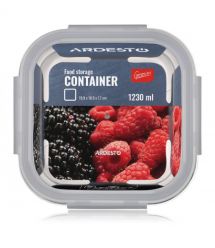 ARDESTO Контейнер для хранения пищевых продуктов Gemini 1.23л, боросиликатное стекло, пластик, квадратный, прозрачный