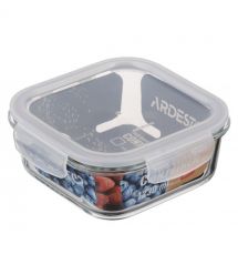 ARDESTO Контейнер для хранения пищевых продуктов Gemini 1.23л, боросиликатное стекло, пластик, квадратный, прозрачный