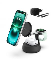 Belkin Зарядний пристрій бездротовий Belkin UltraCharge Pro 3-in-1 Magnetic Charging Dock 25Вт, Charcoal