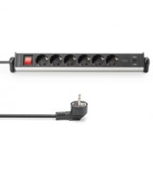 Digitus Блок розеток Office, 6xSchuko 16A, 3xUSB 2A, выключатель, 1.5м, вилка Schuko