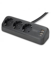 Digitus Блок розеток DIGITUS Office, 3xSchuko, 2xUSB-A, 1xUSB-C, 16A, 1.5м, вилка Schuko, чорний