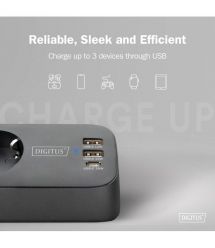 Digitus Блок розеток DIGITUS Office, 3xSchuko, 2xUSB-A, 1xUSB-C, 16A, 1.5м, вилка Schuko, чорний