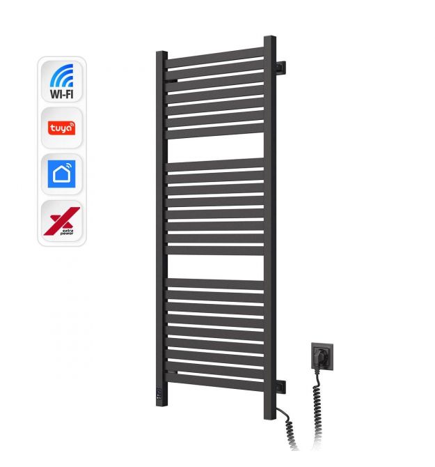 Navin Полотенцесушитель электрический Авангард Х, 1200х480х71мм, Wi-Fi, сталь, черный муар, правое подключение