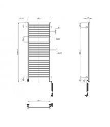 Navin Полотенцесушитель электрический Авангард Х, 1200х480х71мм, Wi-Fi, сталь, черный муар, правое подключение