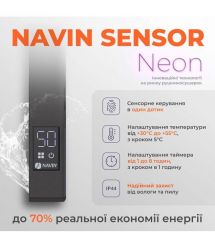 Navin Полотенцесушитель электрический Avalon, 800х480х104мм, таймер-регулятор, сталь, черный муар, правое подключение