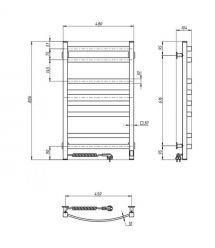Navin Полотенцесушитель электрический Avalon, 800х480х104мм, таймер-регулятор, сталь, черный муар, левое подключение