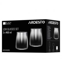 ARDESTO Набор стаканов низких Black Mars 460мл, 2шт, стекло, серый