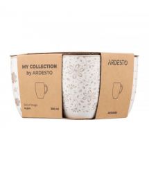 ARDESTO Набор чашек Ravenna, 4шт., 360мл, фарфор, бело-бежевый