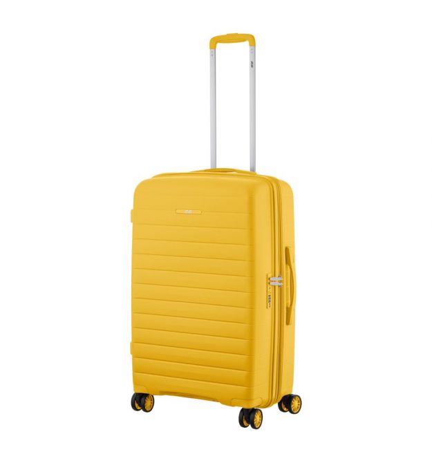 2E Чемодан, Aero, полипропилен, средний, 63/78 л, TSA, 4 колеса, EXP, янтарно-желтый