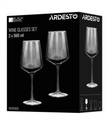 ARDESTO Набор бокалов для вина Black Mars 560мл, 2шт, стекло, серый