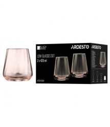 ARDESTO Набор стаканов низких Black Mars 420мл, 2шт, стекло, золотистый