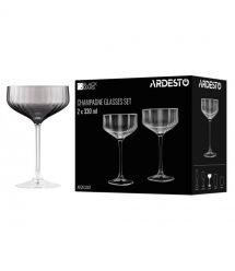 ARDESTO Набор бокалов для шампанского Black Mars 330мл, 2шт, стекло, серый