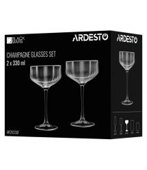 ARDESTO Набор бокалов для шампанского Black Mars 330мл, 2шт, стекло, серый