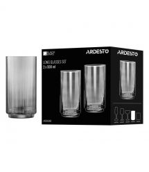 ARDESTO Набор стаканов высоких Black Mars 500мл, 2шт, стекло, серый