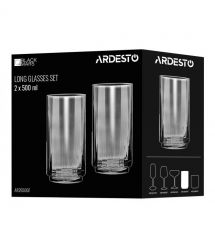 ARDESTO Набор стаканов высоких Black Mars 500мл, 2шт, стекло, серый