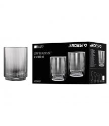 ARDESTO Набор стаканов низких Black Mars 400мл, 2шт, стекло, серый