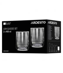 ARDESTO Набор стаканов низких Black Mars 400мл, 2шт, стекло, серый