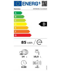 Electrolux Electrolux dishwasher built-in, 14sets, D, 60cm, display, invertor, 3 basket, black