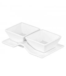 ARDESTO Набор для закусок, 3 предмета, фарфор, белый