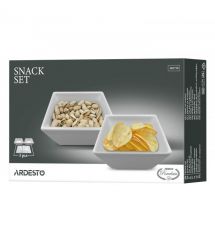 ARDESTO Набор для закусок, 3 предмета, фарфор, белый