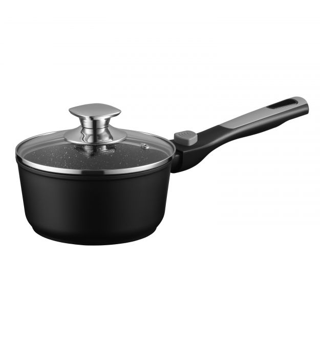 ARDESTO Ковш со стеклянной крышкой Gemini Bari, 1.3л, алюминий, черный