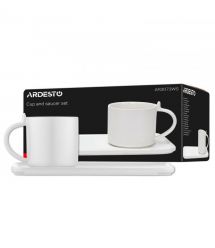ARDESTO Набор чашки с блюдцем, 250мл, фарфор, белый