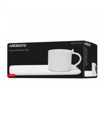 ARDESTO Набор чашки с блюдцем, 250мл, фарфор, белый
