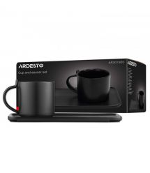 ARDESTO Набор чашки с блюдцем, 250мл, фарфор, черный