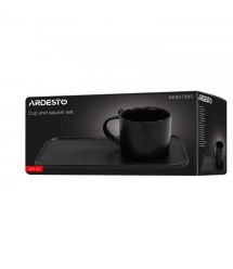 ARDESTO Набор чашки с блюдцем, 250мл, фарфор, черный